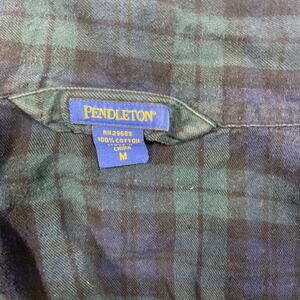 Pendleton Mens Flannel Pajama Shirt Top M Blue Green Tartan Button Up